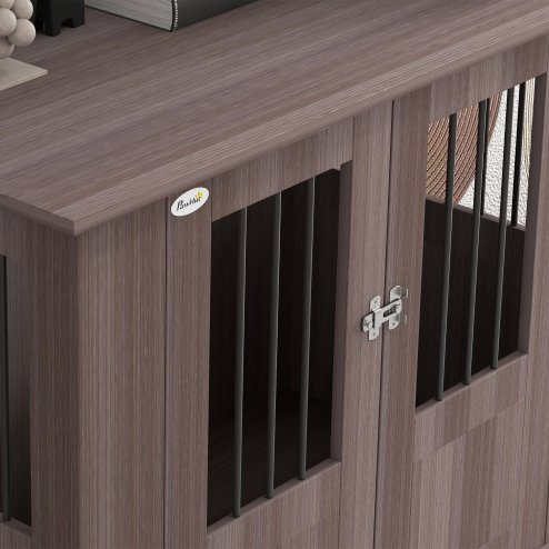 PawHut Dog Crate Furniture End Table, Pet Kennel for Medium Large Dogs with Magnetic Door Indoor Animal Cage, Purple, 95 x 55 x 75 cm