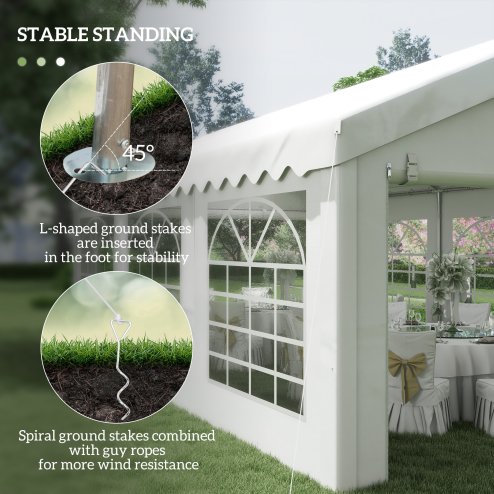 Outsunny 6m x 4m Marquee Party Tent, Heavy Duty Wedding Canopy with Sidewalls, Doors, Windows, Galvanised Garden Gazebo for Parties Events, White