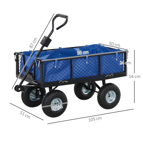 Outsunny Garden Trolley Cart, Heavy Duty Festival Trolley with Removable Liner, Quick-Release Sides, 10