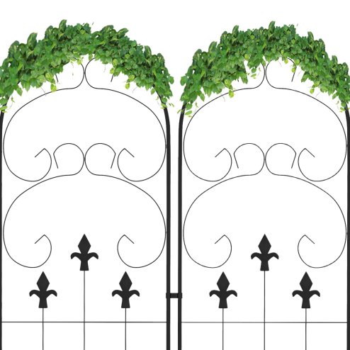 Outsunny Set of 2 Garden Trellis, Metal Trellis for Climbing Plants Support Frames, 45 x 150cm, Scrolls Design