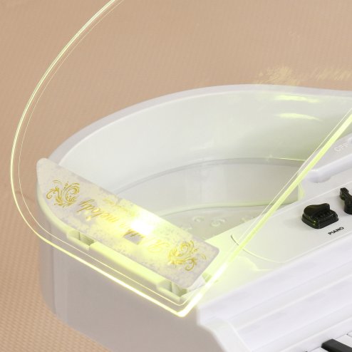 AIYAPLAY 32 Keys Kids Piano Keyboard with Stool, Lights, Microphone, Multiple Sounds, Removable Legs, Electronic Musical Instrument for Boys Girls, White