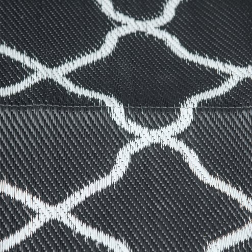 Outsunny Reversible Outdoor Rug with Carry Bag, Waterproof Plastic Straw Mat for Garden, Deck, RV, Picnic, Beach, Camping, 182 x 274cm, Black