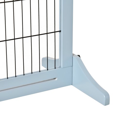 PawHut Freestanding Dog Gate, Foldable Pet Fence, Indoor Wood Barrier, Stair Gate with Support Feet, for Doorway, Hallway, Small and Medium Dogs, 69H x 104-183 cm, Blue-grey