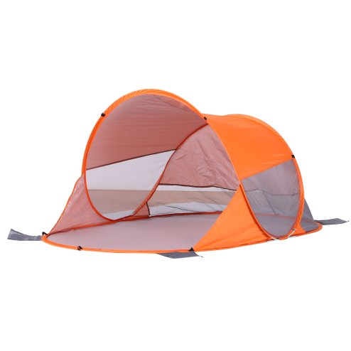 Outsunny 1-2 Person Pop up Beach Tent Hiking UV 30+ Protection Patio Sun Shade Shelter Portable Automatic - Orange