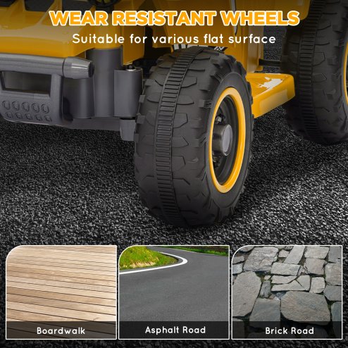 AIYAPLAY 6V Electric Car for Kids, Battery Powered Kids ATV, Quad Bike with Forward Backward, LED Headlights, for Ages 18-36 Months, Yellow