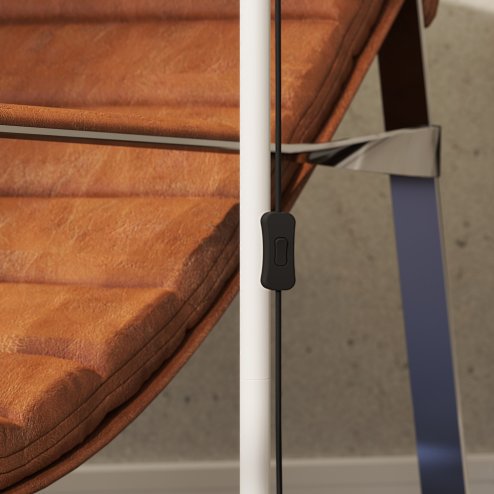 HOMCOM Floor Lamp for Living Room, Spotlight Reading Standing Lamp with Adjustable Height, Rocker on/off Switch, Indoor Task Lighting for Bedroom, Office,  White (Bulb not Included)