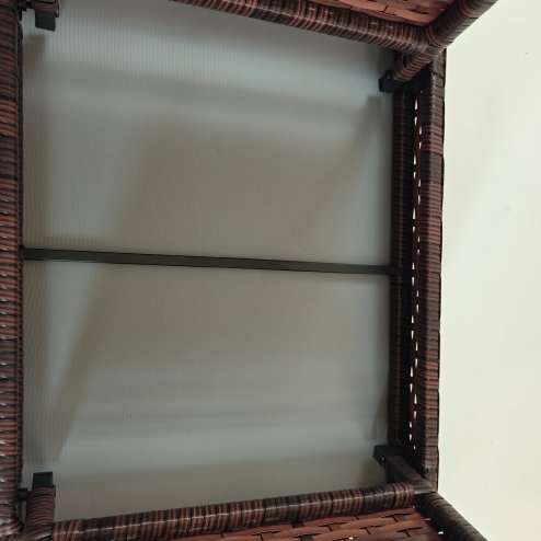 Outsunny Foldable Outdoor Side Table, Rattan Garden Coffee Table with Steel Frame, Space Saving Bistro Garden Furniture for Patio, Balcony, 60 x 41 x 41 cm, Brown