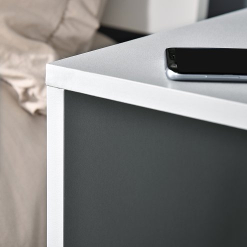 HOMCOM Modern Side Table Three Layer Bedside Table Nightstand with 2 Storage Shelves, for Living room, Bedroom