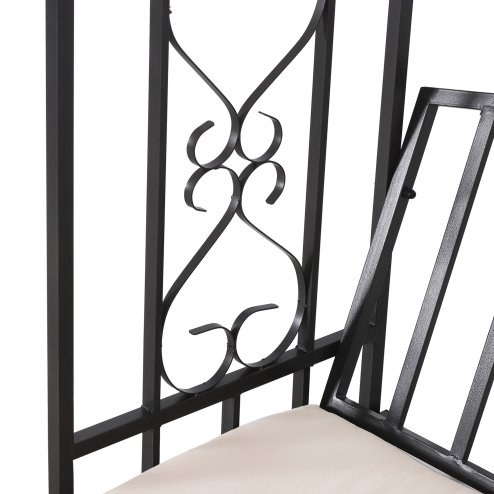Outsunny Garden Metal Arch Bench, Outdoor Furniture Chair with Cushion Outdoor Patio Rose Trellis Arbour Pergola, for Climbing Plant 114L x 60W x 206H cm
