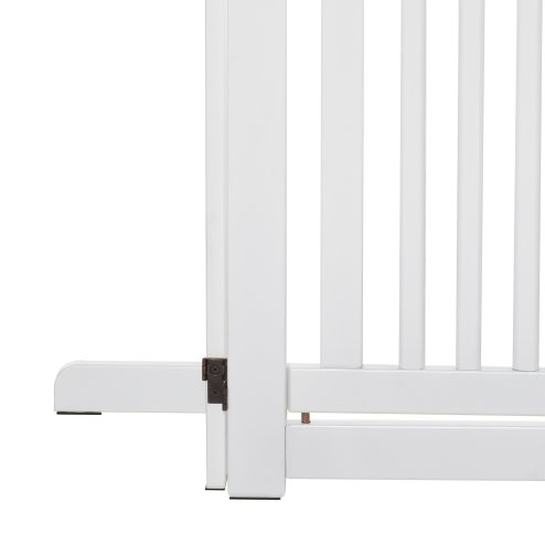PawHut Freestanding Dog Gate, Foldable Pet Fence, Indoor Barrier, Stair Gate with Support Feet, 155 x 76 cm, White
