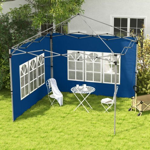 Outsunny Gazebo Side Panels with Window for 3x3(m) or 3x4m Pop Up Gazebo, 2 Pack Sides Replacement, Blue