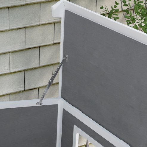 PawHut Wooden Dog Kennel, Elevated Dog House with Removable Floor, Asphalt and Openable Roof, Giant Window, Outdoor Pet House Shelter for Large Dogs, Charcoal Grey