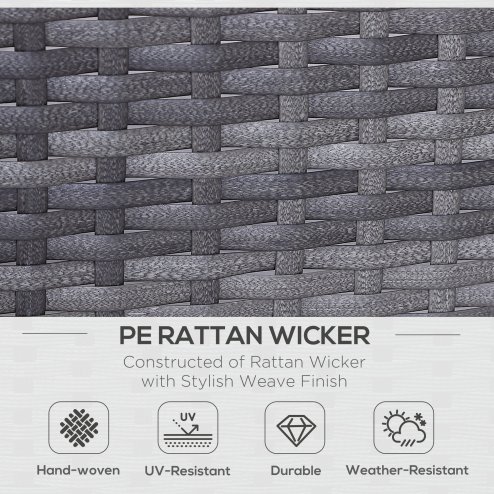 Outsunny 2 Seater Rattan Sofa with Cushions, Wicker Garden Loveseat with Armrests, Outdoor Garden Sofa Couch with Metal Frame for Patio, Mixed Grey