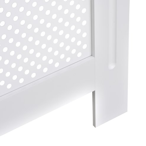 HOMCOM Wooden Radiator Cover Heating Cabinet Modern Home Furniture Grill Style  White Painted (Small)