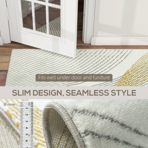 HOMCOM Modern Area Rug, Machine Washable Rug, Allergy-Friendly Floor Carpet for Living Room, Bedroom, Dining Room, Home Office, 170 x 120 cm, Cream White