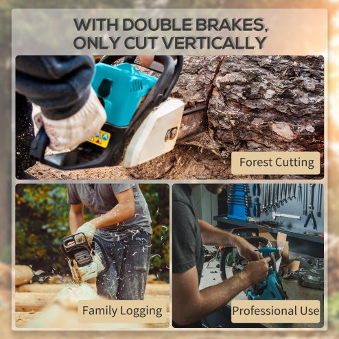 DURHAND Aluminium Chainsaw with Double Brake Protection and Blade Cover, 2000 W, 40 cm, for Wood, Trees and Branches, Blue