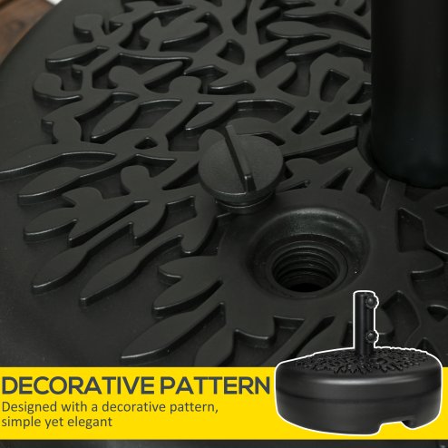 Outsunny Half Round Umbrella Base, Half Patio Parasol Stand Holder for Deck, Garden, 18 kg Capacity Water or 21 kg Capacity Sand, Fit 3.8 cm or 4.8 cm Pole, Black