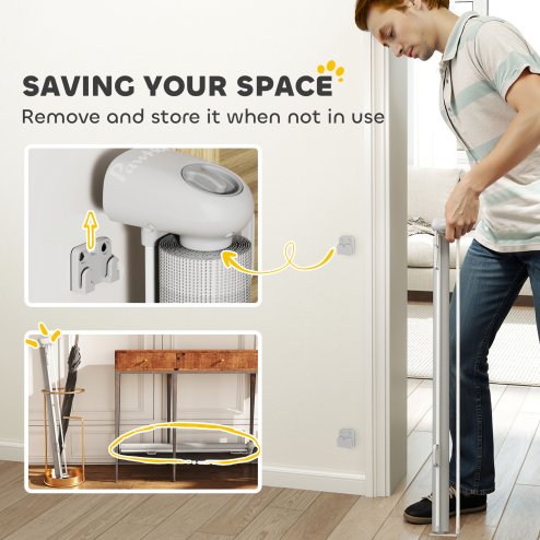 PawHut Retractable Stair Gate for Dogs, Extra Wide Dog Gate Extends Up to 180 cm Wide, 86.5 cm Tall, for Doorways, Stairways, Hallways, Indoor and Outdoor, Grey