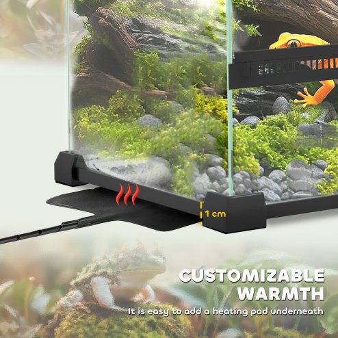 PawHut Glass Reptile Terrarium, 12L Vivarium for Lizards, Frogs, Snakes, Turtles, Tortoises, with Ventilation, 20 x 20 x 30cm