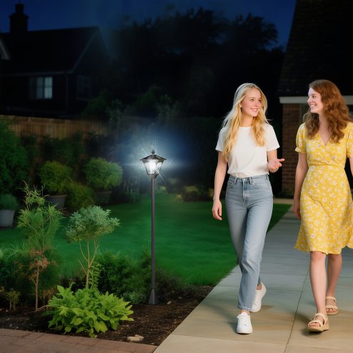 Outsunny Outdoor Garden Solar Post Lamp Photosensitive LED Lantern Bollard Pathway 1.2M Tall - Black