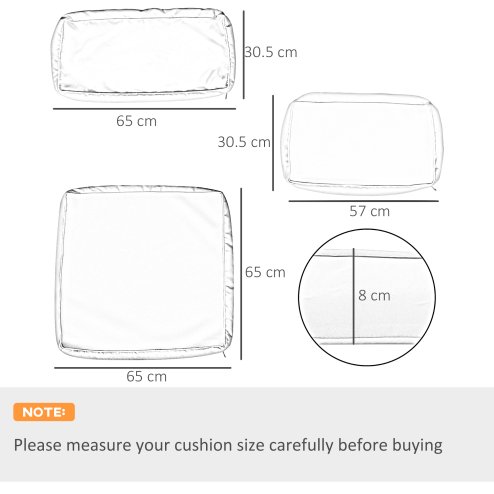 Outsunny Replacement Cushion Covers for Garden Sofa Set, Garden Rattan Sofa Cushion Polyester Cover Replacement Outdoor - No Cushion Included, Red