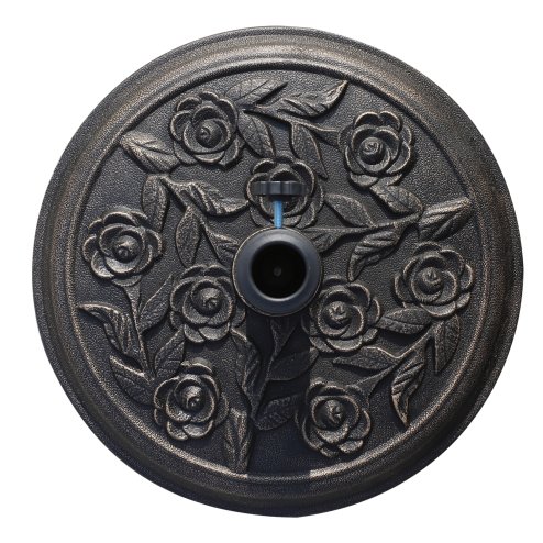 Outsunny 9kg Garden Parasol Base, Round Resin Cast Iron Effect Sun Umbrella Base, Outdoor Umbrella Stand for 38mm or 48mm Outdoor Umbrella Poles, Bronze Tone