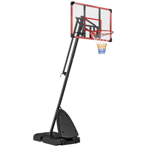 SPORTNOW Basketball Hoop Outdoor, Height Adjustable Basketball Hoop and Stand with Weighted Base, Portable on Wheels, 2.4-2.9m, Red