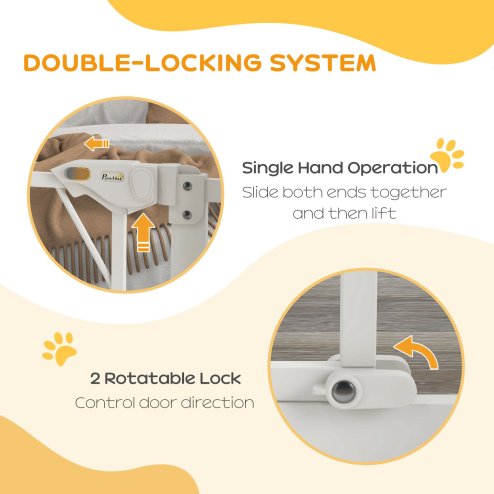 PawHut Pressure Fit Safety Gate for Doorways and Staircases, Dog Gate with Auto Closing Door, Pet Barrier for Hallways with Double Locking, Openings 74-80cm - White