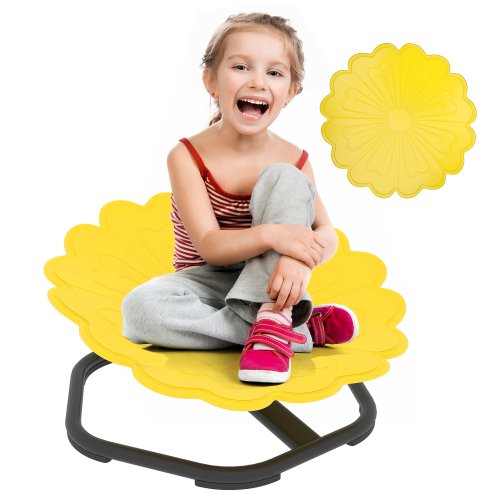 AIYAPLAY Kids Spinning Chair for Autism, Sensory Swivel Chair for ADHD Children, Flower Shaped Sit and Spin Wobble Chair with Metal Base & Non-Slip, Sensory Balance Toy for 3-8 Years Old, Yellow