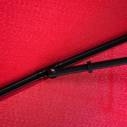 Outsunny 2 x 1.3m Garden Parasol Umbrella, Outdoor Market Table Umbrella with Ruffles & Aluminium Pole, Rectangular Tilting Parasol Sun Shade Canopy, Red