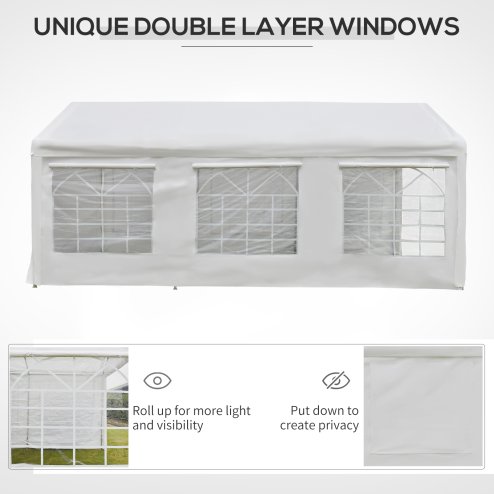 Outsunny 6 x 3(m) Garden Gazebo Marquee Party Tent Wedding Portable Garage Carport shelter Car Canopy Outdoor Heavy Duty Steel Frame Waterproof Rot Resistant