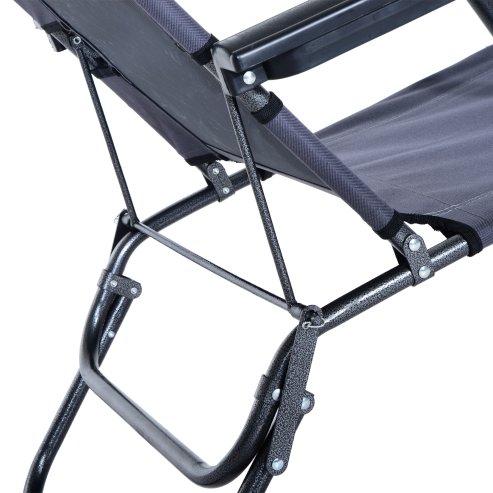 Outsunny 2 in 1 Folding Sun Lounger Reclining Garden Chair with 2-Level Adjustable Backrest, Outdoor Zero Gravity Recliner Garden Chair with Head Pillow and Armrests, Grey