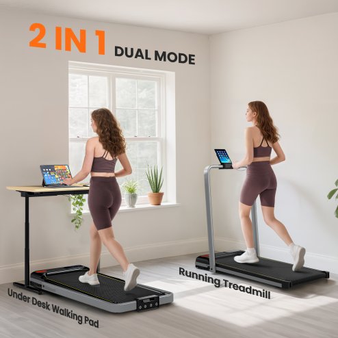 SPORTNOW Folding Treadmill with Incline, 2 in 1 Under Desk Walking Pad Treadmills for Home Office with Remote Control and LED Display, 2.0HP, 1-6KM/H, No Assembly