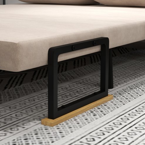 HOMCOM 2 Seater Sofa Bed, Click Clack Convertible Bed Settee, Modern Velvet Feel Fabric Sofa Couch with 2 Tufted Cushions, Wood Armrests for Living Room, Bedroom, Guest Room