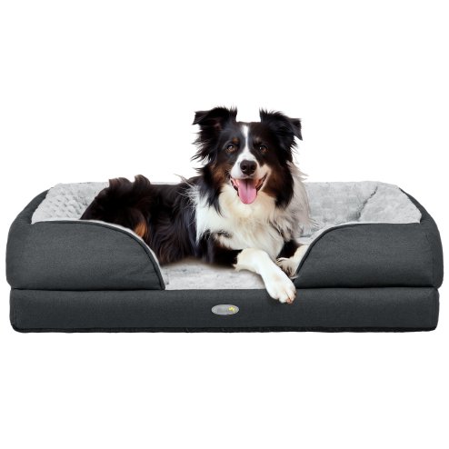 PawHut Dog Sofa Bed Pet Bed Dog Mattress with Removable Washable Cover, Anti-Slip Bottom, for Medium Sized Dogs, 90L x 69W x 21Hcm - Charcoal Grey