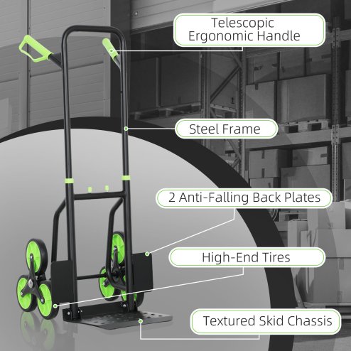 DURHAND Steel Folding Hand Truck, Heavy Duty Foldable Trolley on Wheels, Multi-Purpose Sack Truck Moving Trolley, 120kg, Green