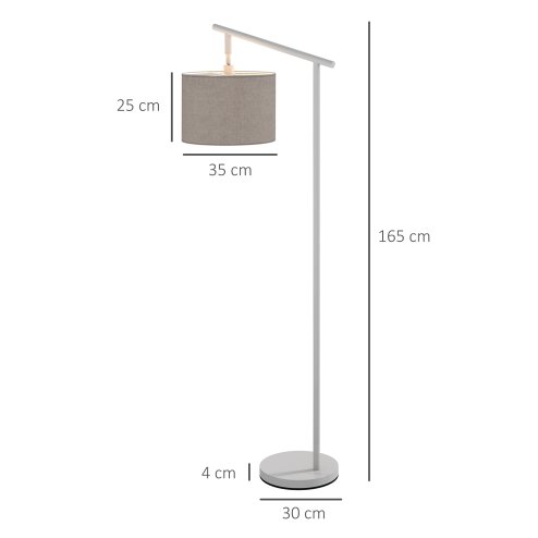HOMCOM Modern Floor Lamps for Living Room with Rotating Lampshade, Standing Lamp for Bedroom, LED Bulb Included, Grey