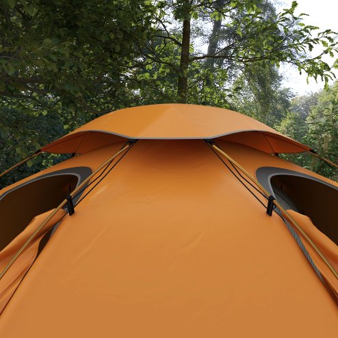Outsunny 1-2 Man Camping Tent, Dome Tent with Removable Rainfly and Aluminium Frame, 2000mm Waterproof, Portable with Bag, for Fishing Hiking Festival, Orange