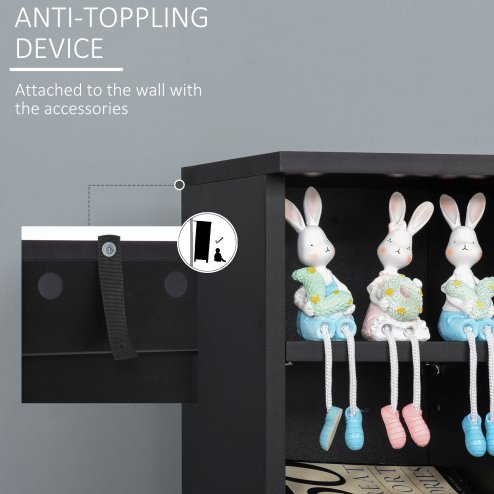 HOMCOM 204 CD Media Display Shelf Unit Set of 2 Blu-Ray Tower Rack w/ Adjustable Shelves Bookcase Storage Organiser, Black