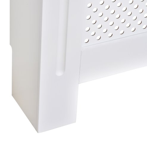 HOMCOM Wooden Radiator Cover Heating Cabinet Modern Home Furniture Grill Style  White Painted (Small)