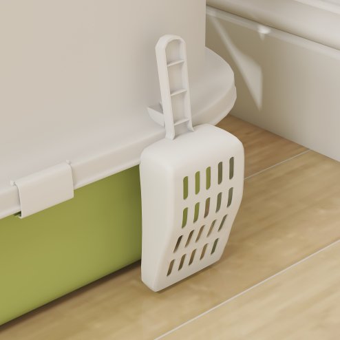 PawHut Cat Litter Tray with Lid, Cat Litter Box with Deodorisation Bags, Scoop, Top Entry, Litter Tray with Drawer Pan, Green