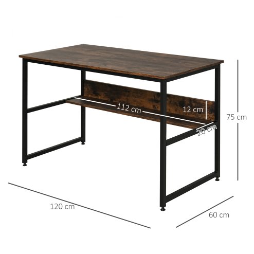HOMCOM Computer Desk with Storage Shelf, 120 x 60cm Home Office Desk with Metal Frame, Study Table, Easy Assembly