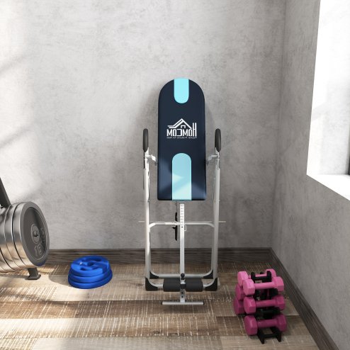 HOMCOM Foldable Gravity Inversion Table Back Therapy Home Fitness Bench Black