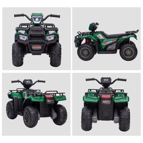 HOMCOM 12V Electric Quad Bike for Kids, Ride-On Car w/ Forward, Reverse Functions, Music, LED Headlights, for Ages 3-5 Years - Green