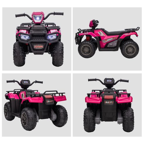 HOMCOM 12V Electric Quad Bike for Kids, Ride-On Car All Terrain Vehicle w/ Forward, Reverse Functions, Music, LED Headlights, for Ages 3-5 Years - Pink