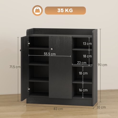 HOMCOM Shoe Storage Cabinet Two Doors w/ Adjustable 4 Shelves Cupboard Footwear Rack Stand Organiser Hallway 