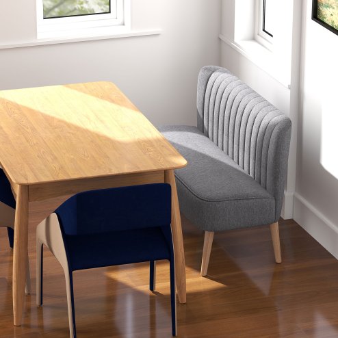 HOMCOM Modern Double Seat Sofa Loveseat Couch 2 Seater Compact Sofa Padded Linen Wood Leg 