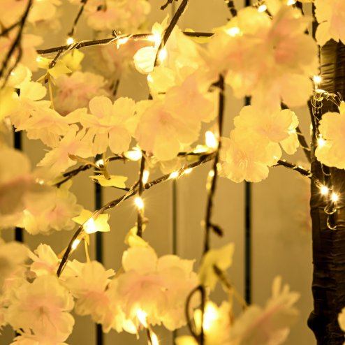 HOMCOM 6ft Cherry Blossom Tree Light with 450 Warm White LED Lights, Artificial Tree for Indoor, Party, Wedding, Christmas, Home Decoration, Pink