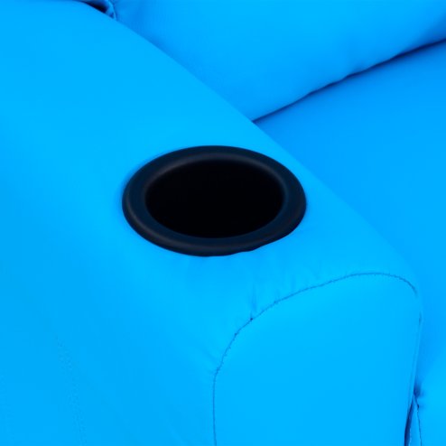 HOMCOM Kids Recliner, PU Leather Kids Armchair, Child Chair, Toddler Armchair with Adjustable Backrest, Footrest, Padded Headrest, Cup Holder, Blue