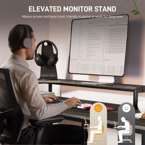 HOMCOM L Shaped Desk, Computer Desk with Liftable Desktop, Industrial Corner Desk with Drawer for A4/Letter Size, Home Office Desk with Monitor Stand for Home Office